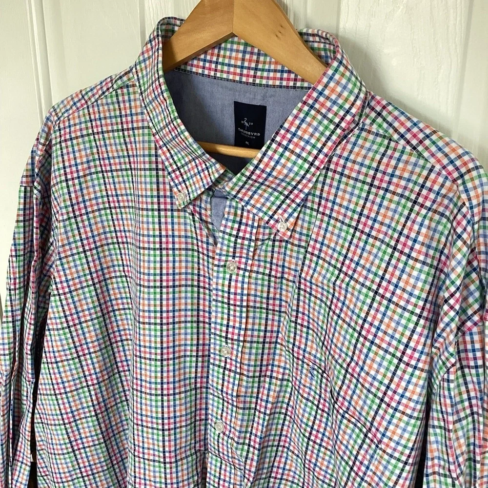Tailorbyrd 4XL Long Sleeve Button Down Dress Shirt Pastel Plaid Easter Cotton